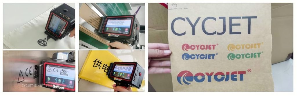 Ручной струйный принтер CYCJET Smart I, предназначенный для печати на гибкой упаковке.